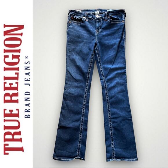 TRUE RELIGION BECCA MID RISE BOOT RARE Y2K BOOTCUT JEANS BLUE - 33 - Picture 1 of 10